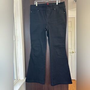 Spanx black pull on flare denim jeans 1x